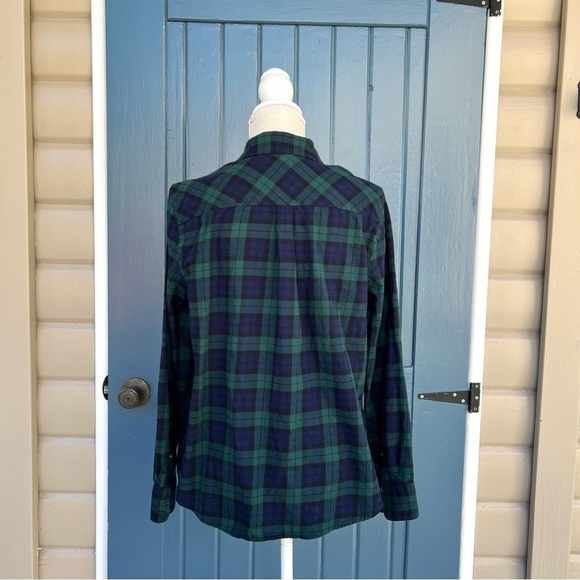 J. Crew: Drapey Button-up Shirt In Black Watch Tartan Women Size Large - Picture 3 of 8